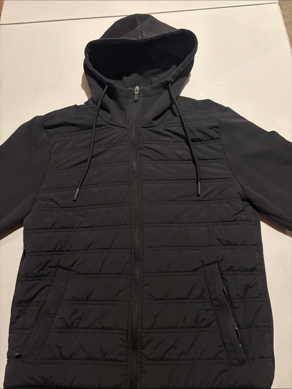 FLX Men's Black Quilted Hooded Jacket - Lightweight Layering